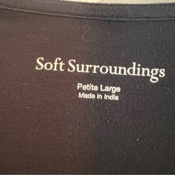 Soft Surroundings Black Boho Embroidered V-Neck Jersey Knit Top Women's Size PL - Picture 8 of 10